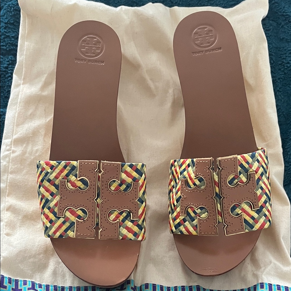 Tory Burch Multicolor Woven Slide Sandals
